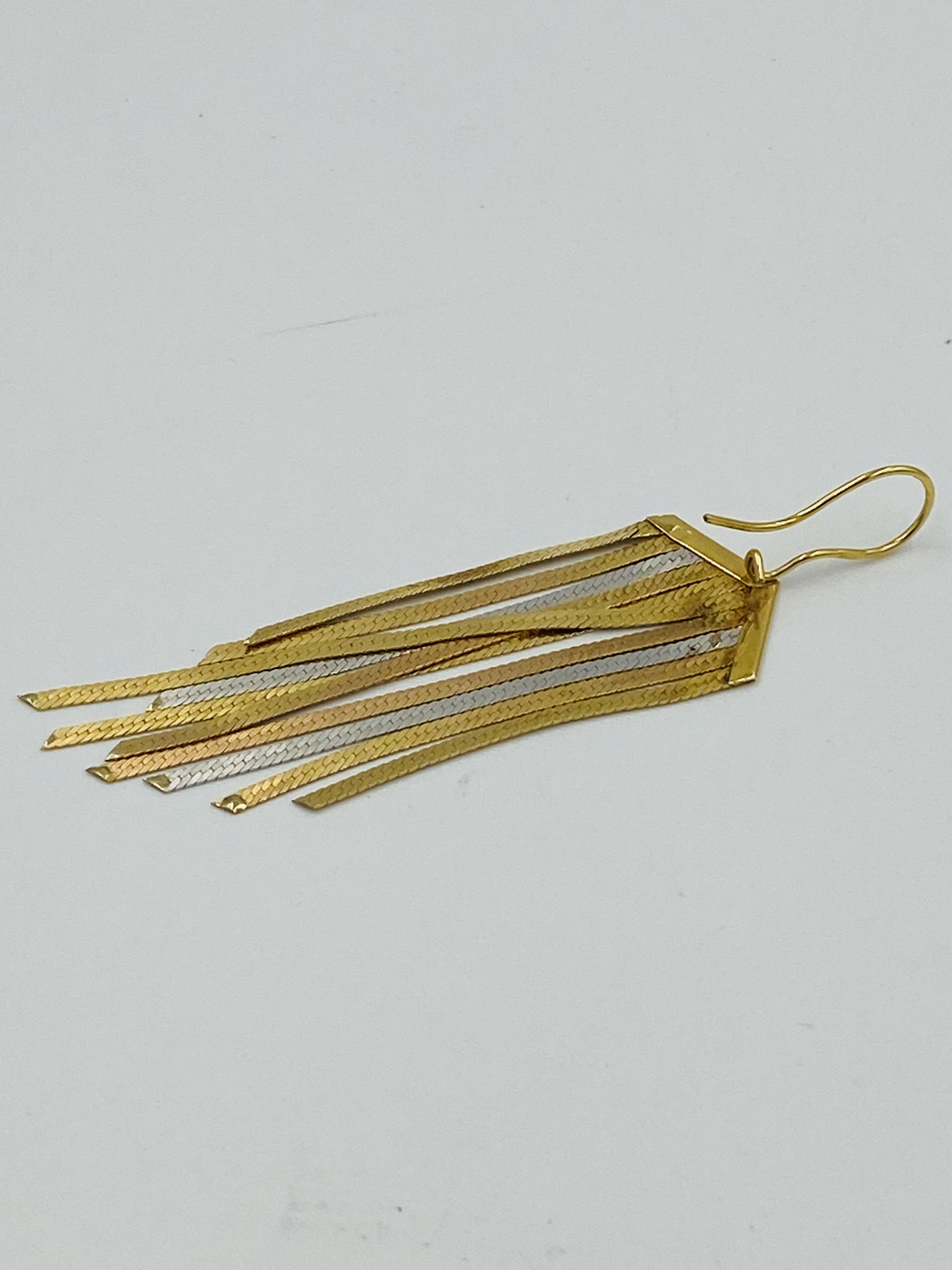 18ct gold three colour drop earring - Bild 3 aus 3