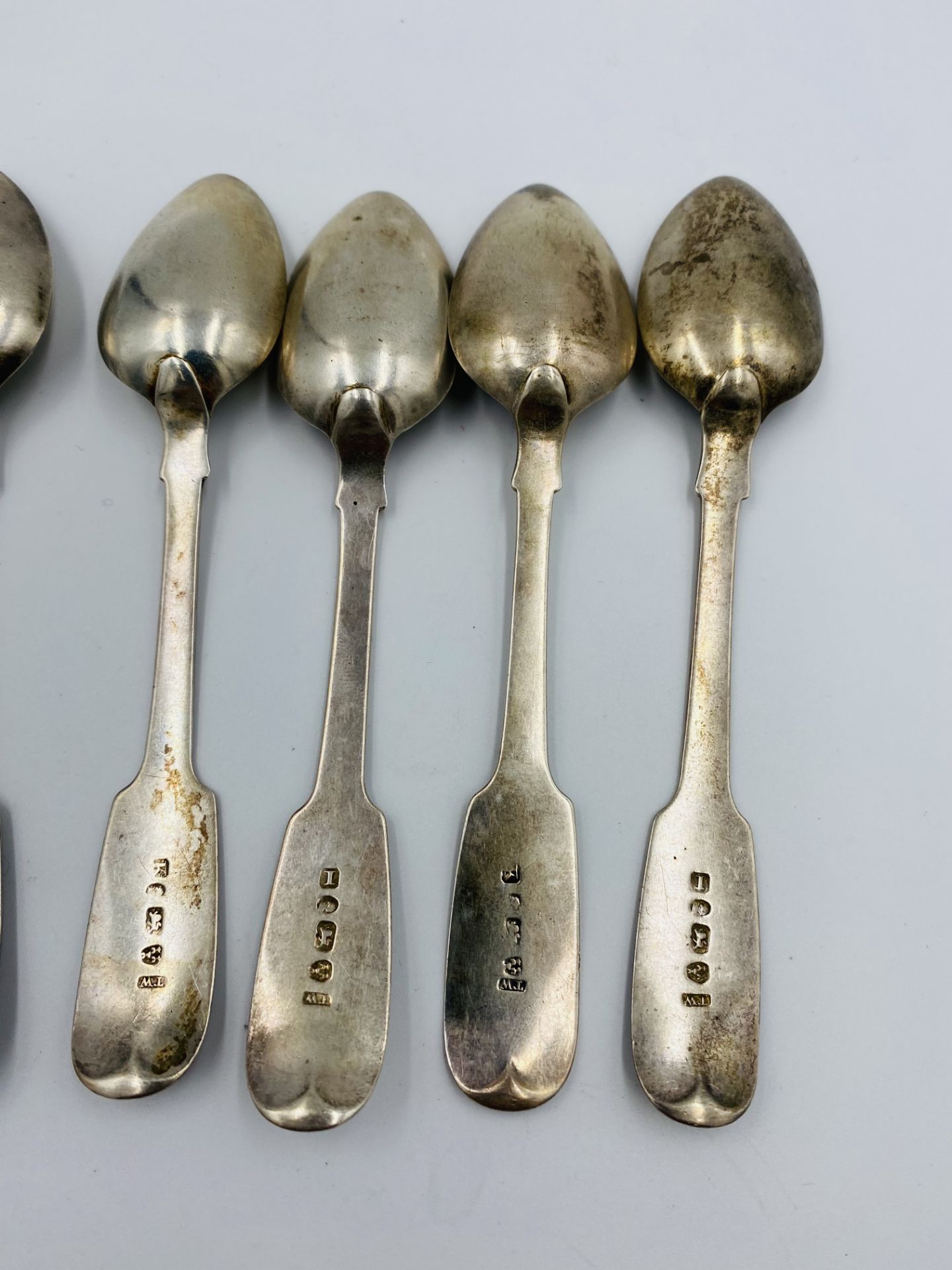 Six 19th century silver tea spoons - Image 3 of 3