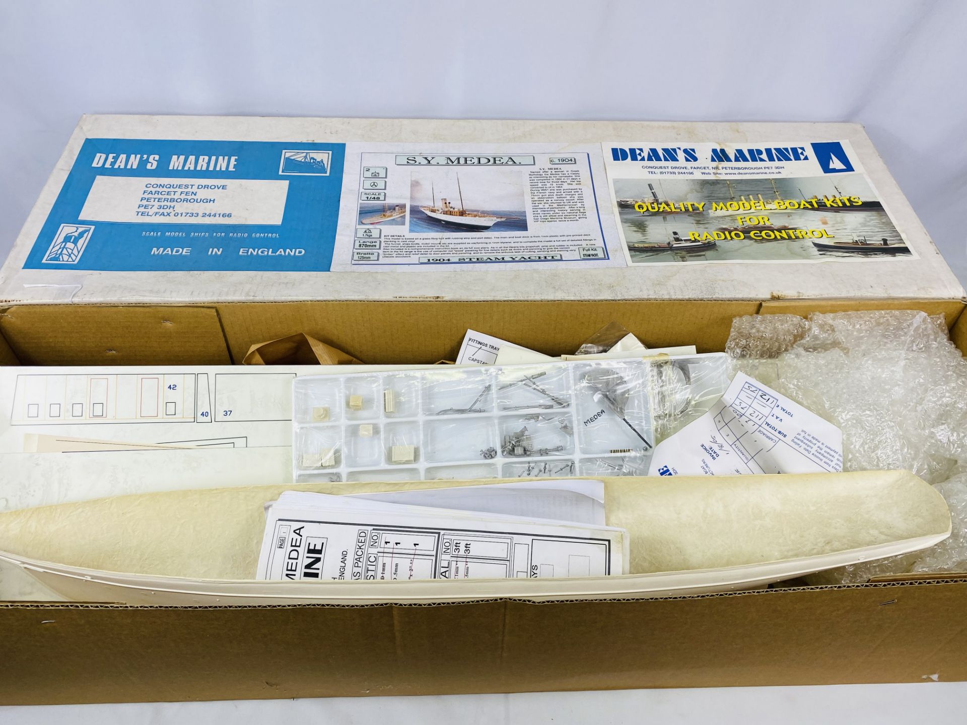 Deans marine 1:48 scale model kit of the 1904 steam yacht Media in original box.