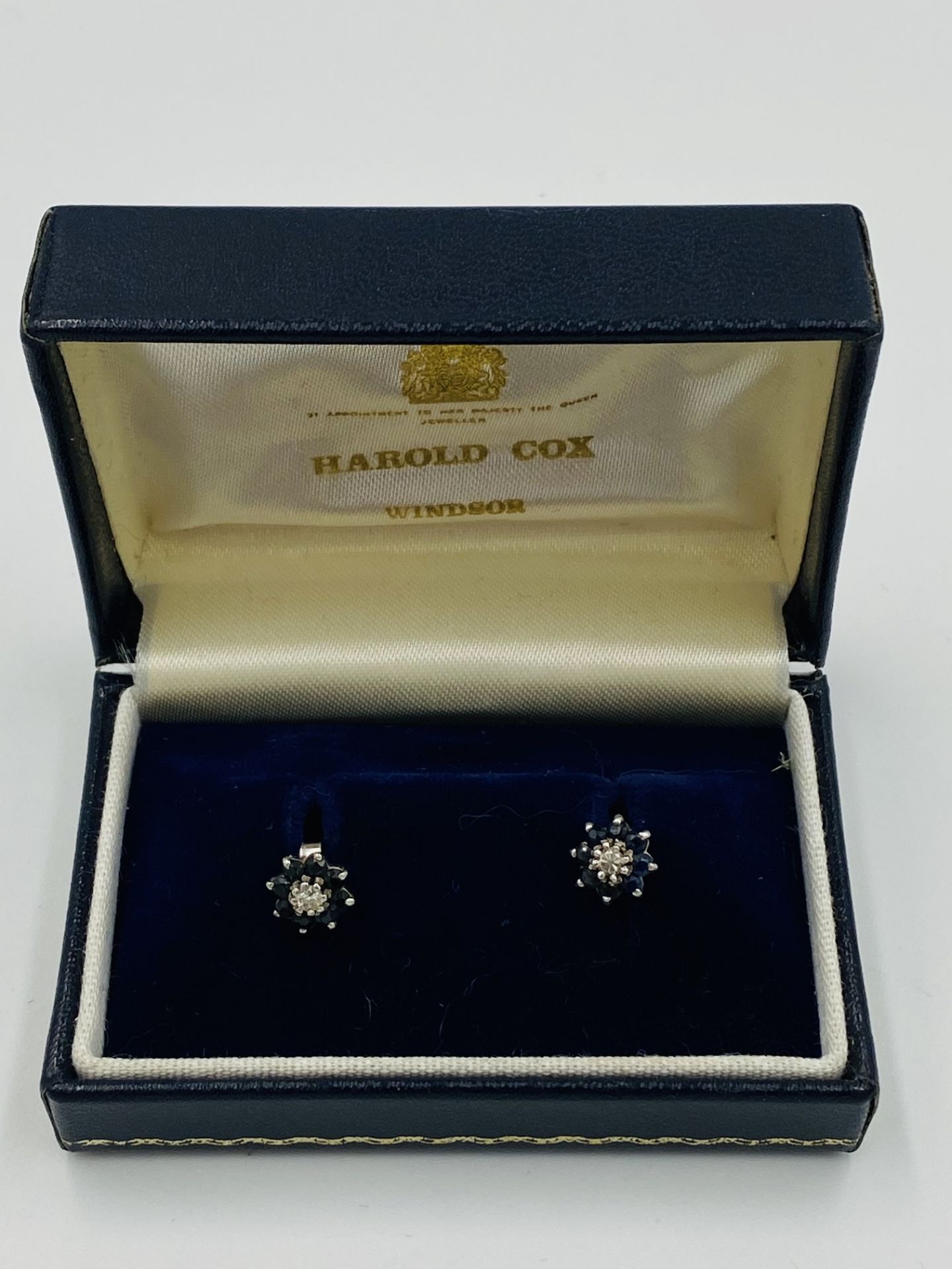 Pair of diamond and sapphire earrings - Image 3 of 3