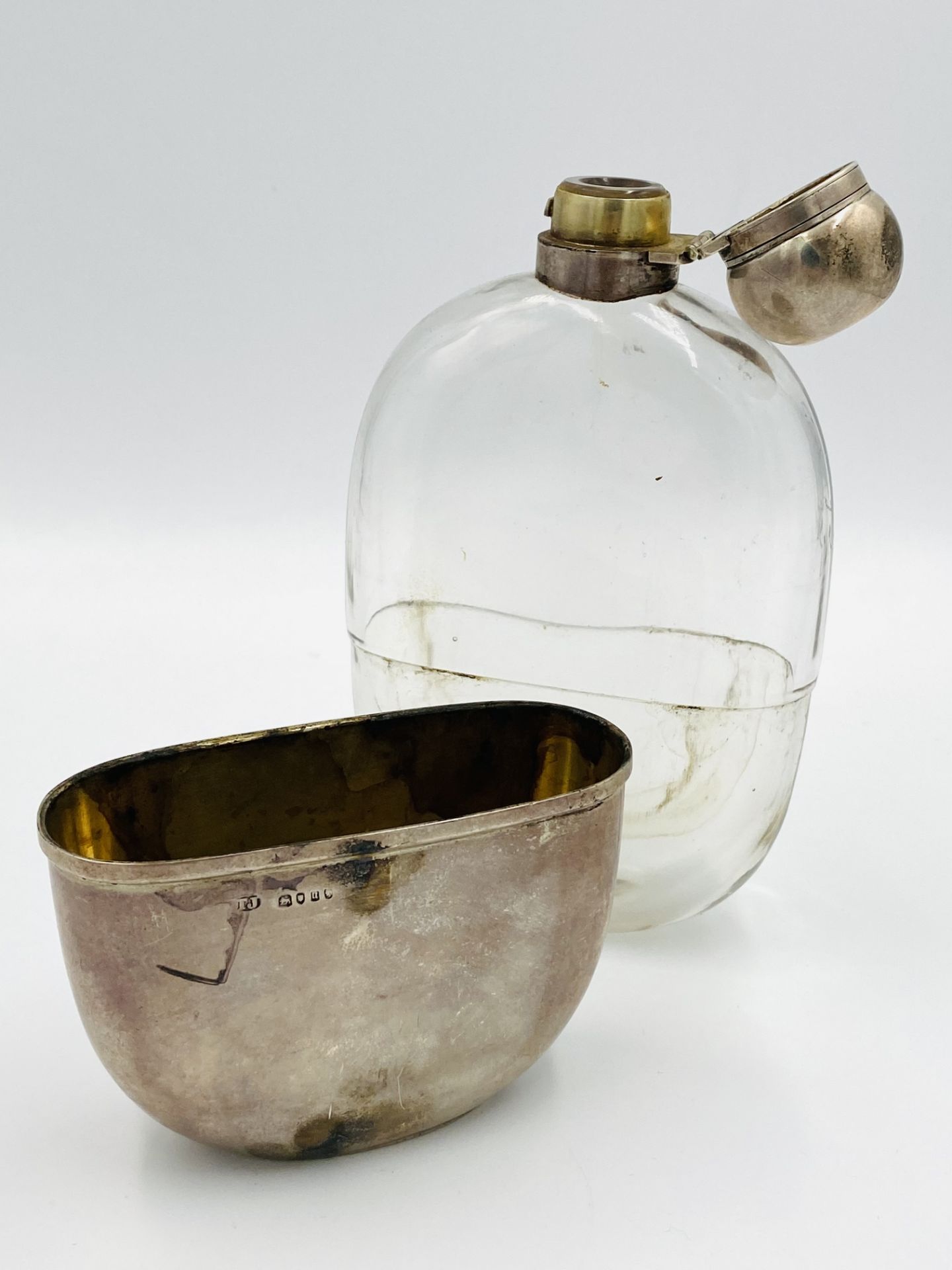 Silver and glass hip flask, London 1875 - Image 3 of 3