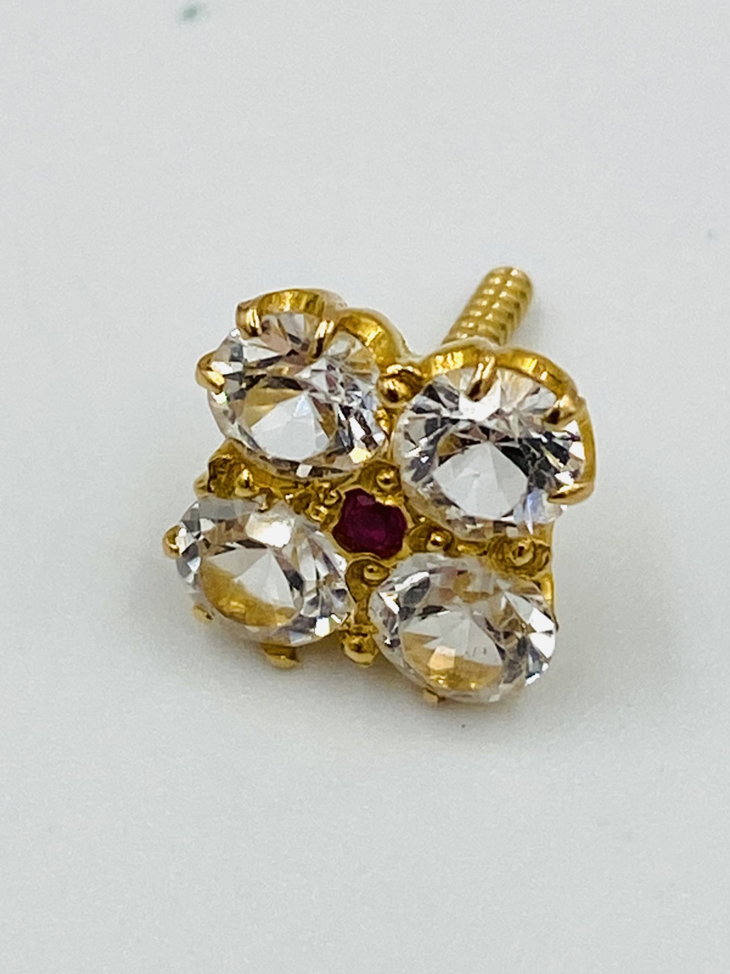 Pair of 9ct gold, sapphire and ruby earrings - Image 2 of 4