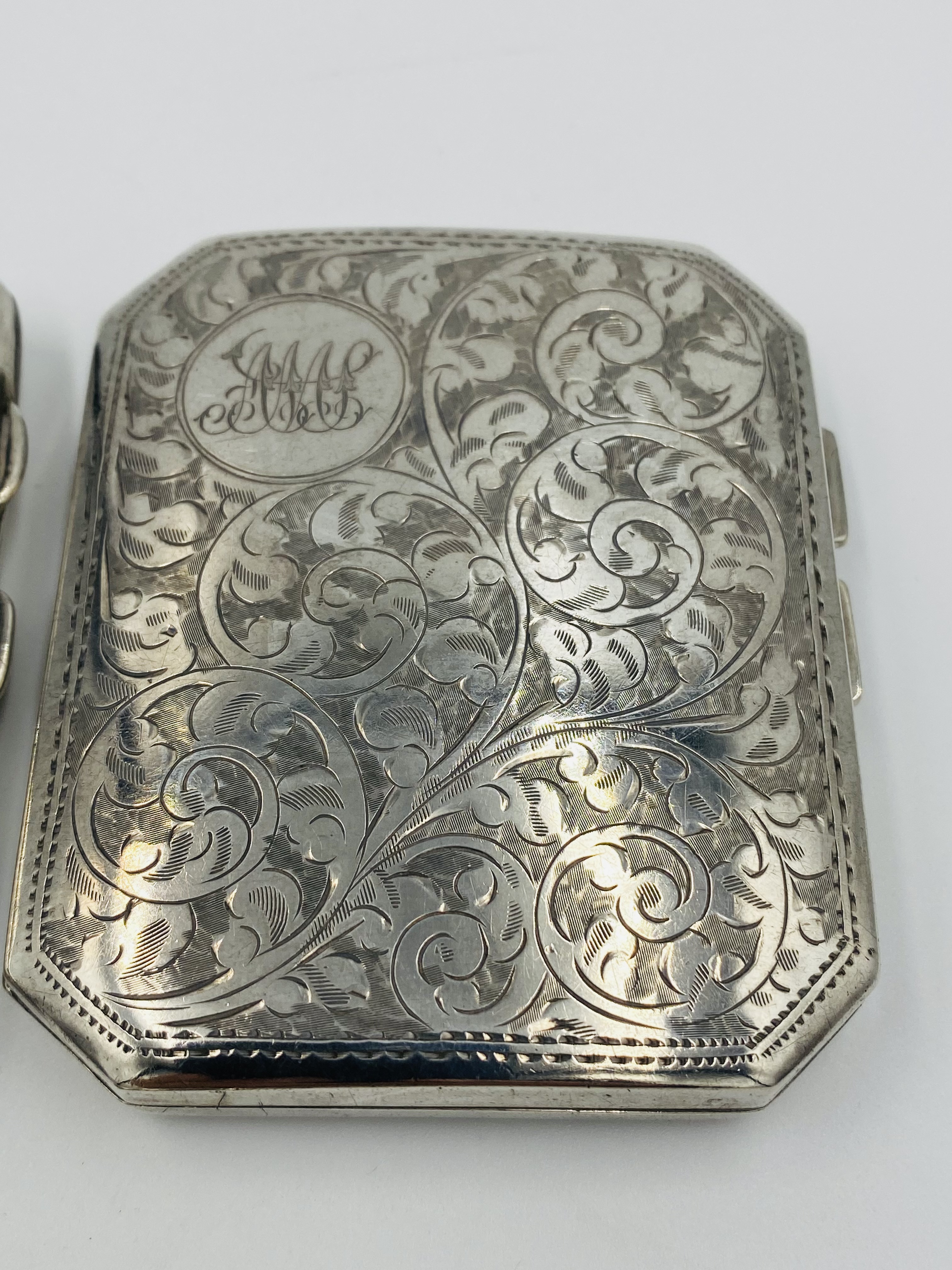 Two silver cigarette cases together with a silver vesta case - Image 2 of 3