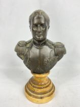 Bronzed bust of Napoleon on marble base, signed Renault. From the Estate of Dame Mary Quant