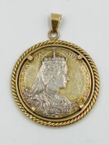 King Edward VII silver coronation medal in 9ct gold pendant