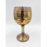 Silver goblet with inscription to side. From the Estate of Dame Mary Quant