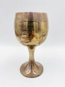 Silver goblet with inscription to side. From the Estate of Dame Mary Quant