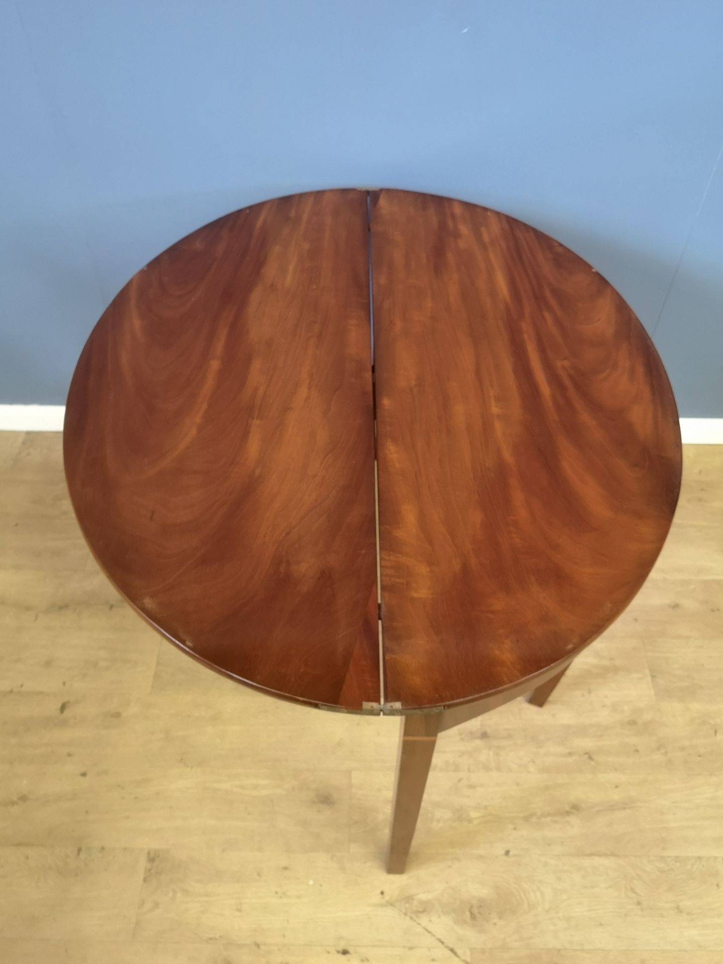 Mahogany demi lune fold top table - Image 3 of 4