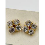 Pair of 9ct gold, sapphire and ruby earrings