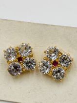 Pair of 9ct gold, sapphire and ruby earrings
