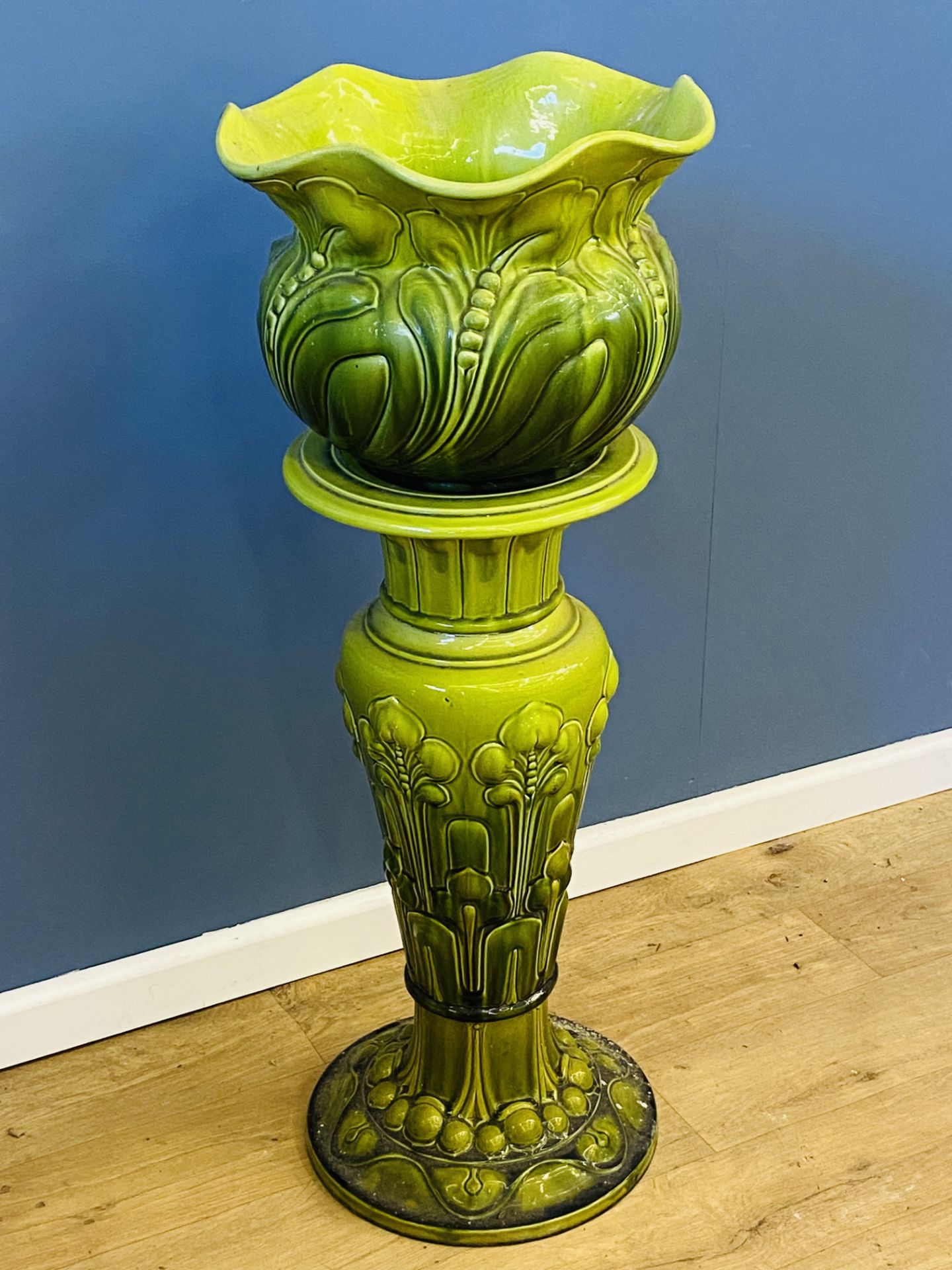 Art Nouveau ceramic jardinière on stand. From the Estate of Dame Mary Quant - Image 3 of 4