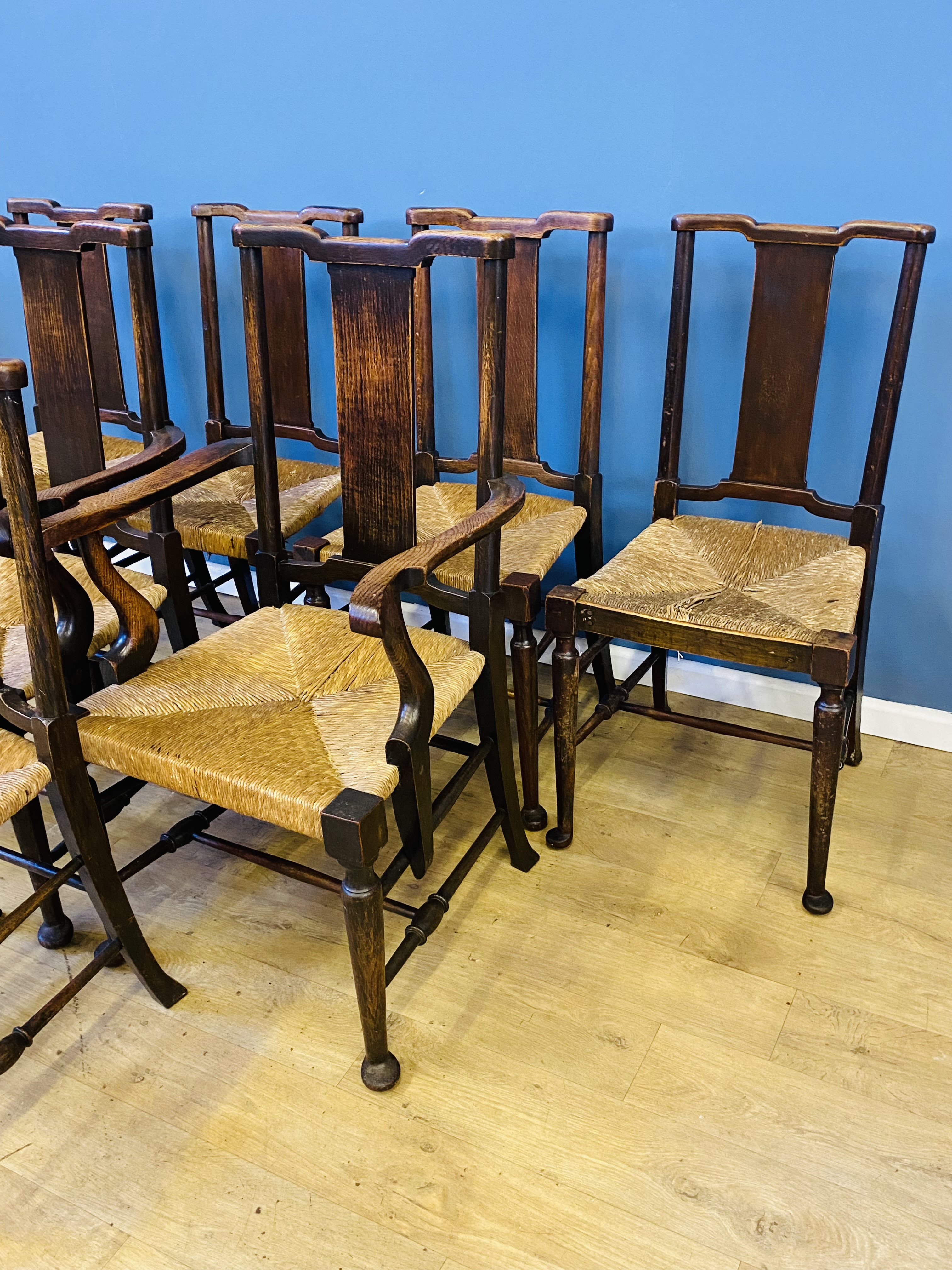 Seven oak framed dining chairs - Image 2 of 5