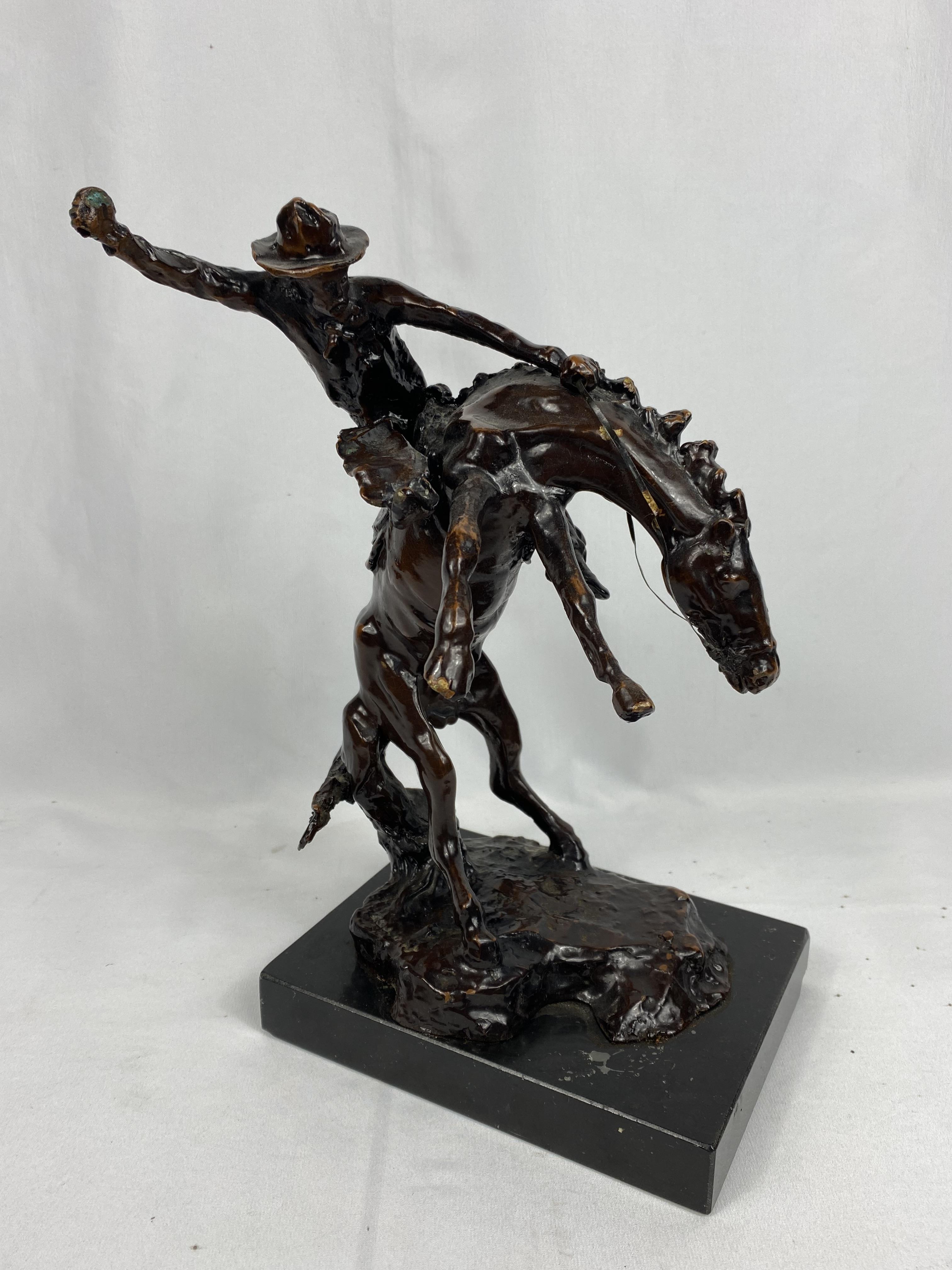 Bronzed figurine of a rodeo rider, signed to base - Image 2 of 4