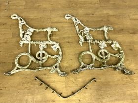 Pair of cast metal garden bench ends. From the Estate of Dame Mary Quant