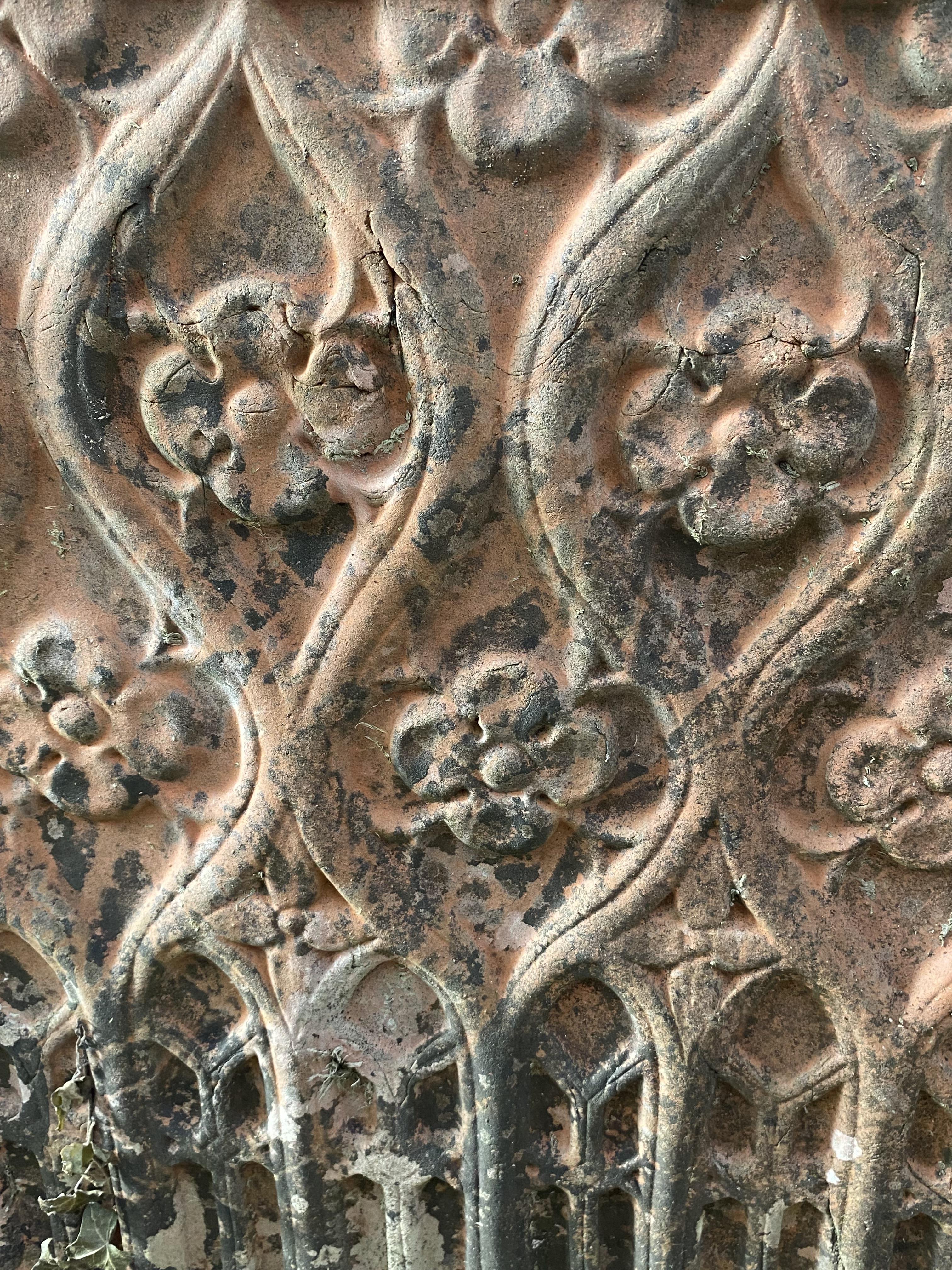 Terracotta planter with foliate decoration to sides. From the Estate of Dame Mary Quant - Image 4 of 5