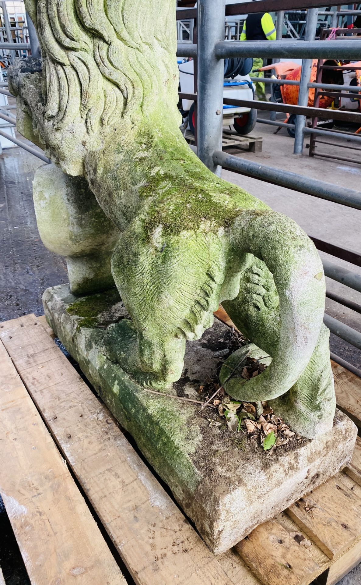 Pair of cast stone rearing lions. From the Estate of Dame Mary Quant - Image 11 of 11