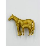 9ct gold mare and foal brooch