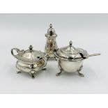 Silver 'harlequin' cruet set