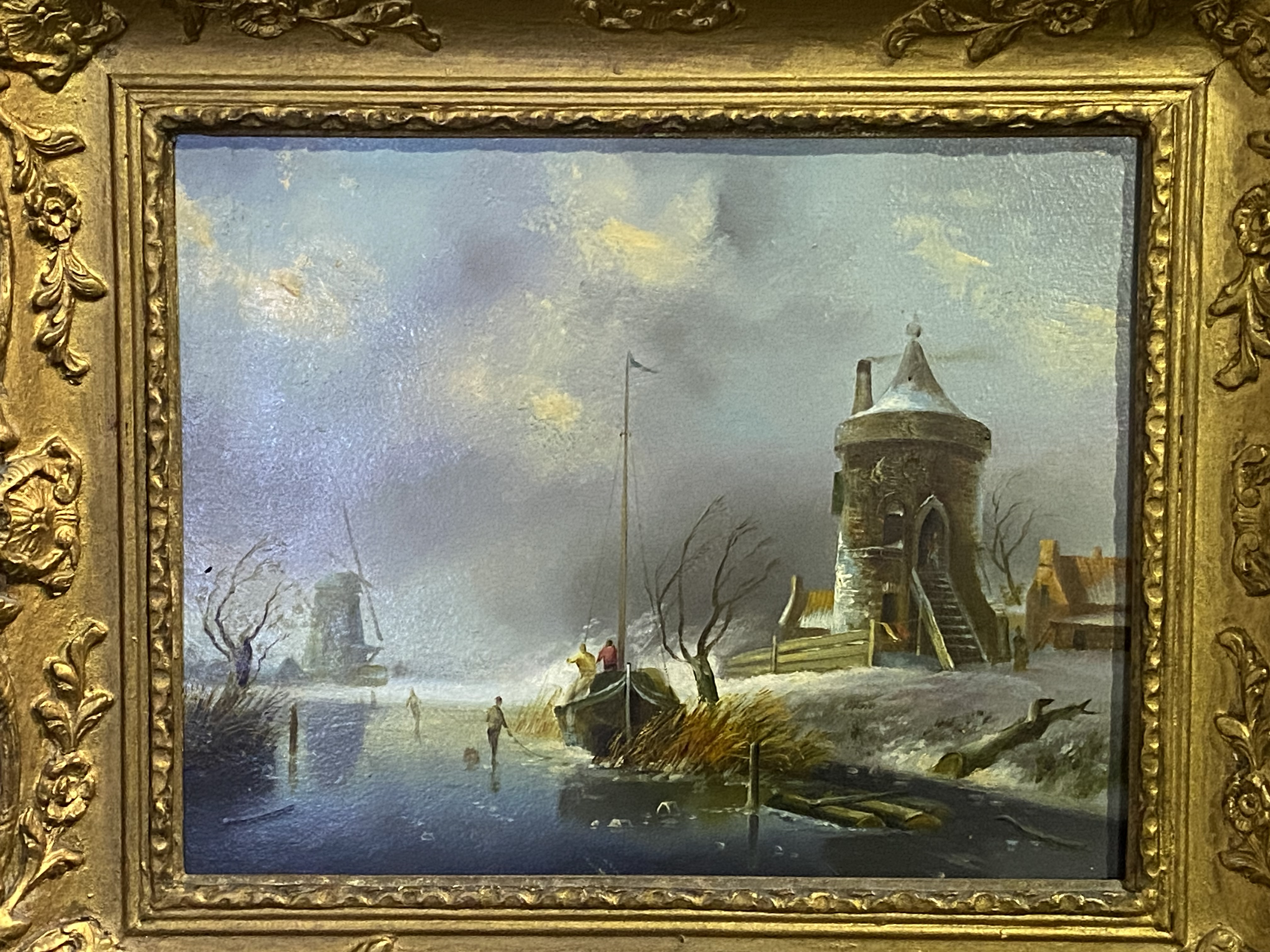 Two framed oil on board of winter scenes - Image 3 of 4
