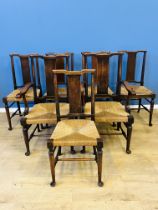 Seven oak framed dining chairs