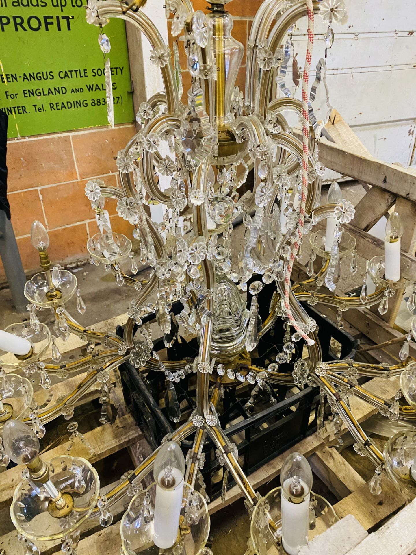 Lead crystal five branch chandelier - Image 4 of 4