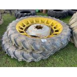 Pair of 270/95 R48 row crop wheels and tyres