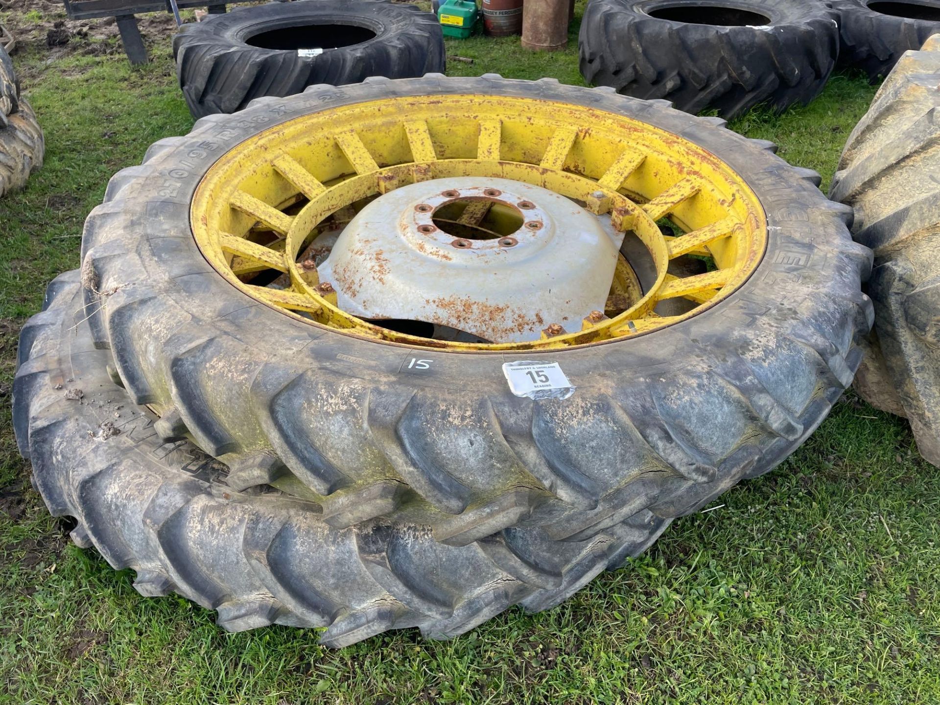 Pair of 270/95 R48 row crop wheels and tyres