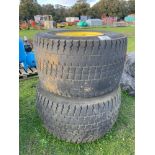 Pair of 48/25-20 8 stud wheels & tyres