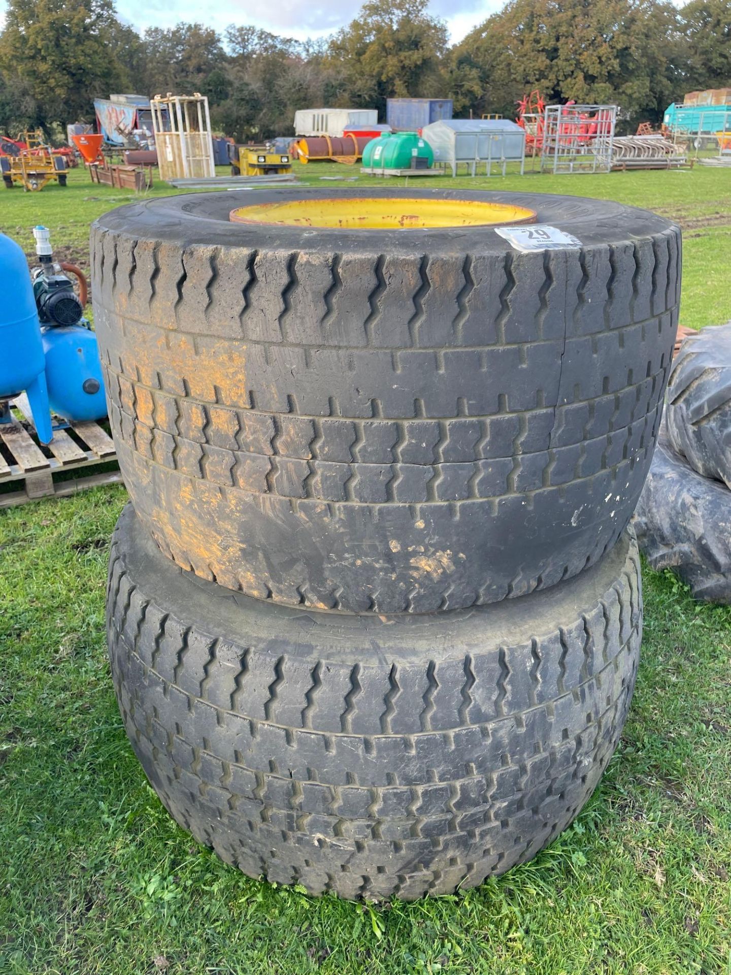 Pair of 48/25-20 8 stud wheels & tyres