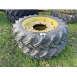 Pair of 12.4-32 8 stud wheels and tyres