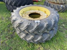 Pair of 12.4-32 8 stud wheels and tyres