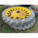 Pair of 9.5-48 row crop wheels and tyres