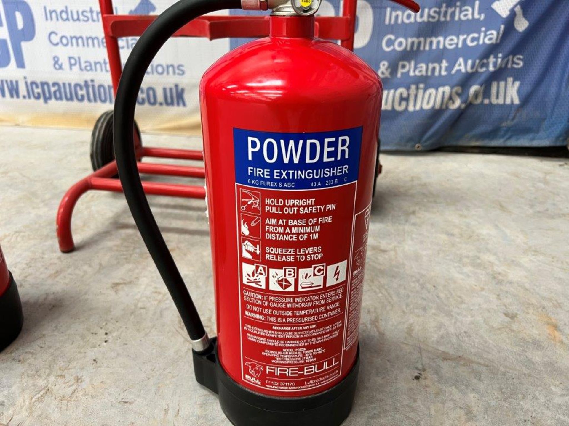 Two 6kg ABC Powder Extinguishers on Trolley - Tested 28-02-2023 - Image 2 of 7