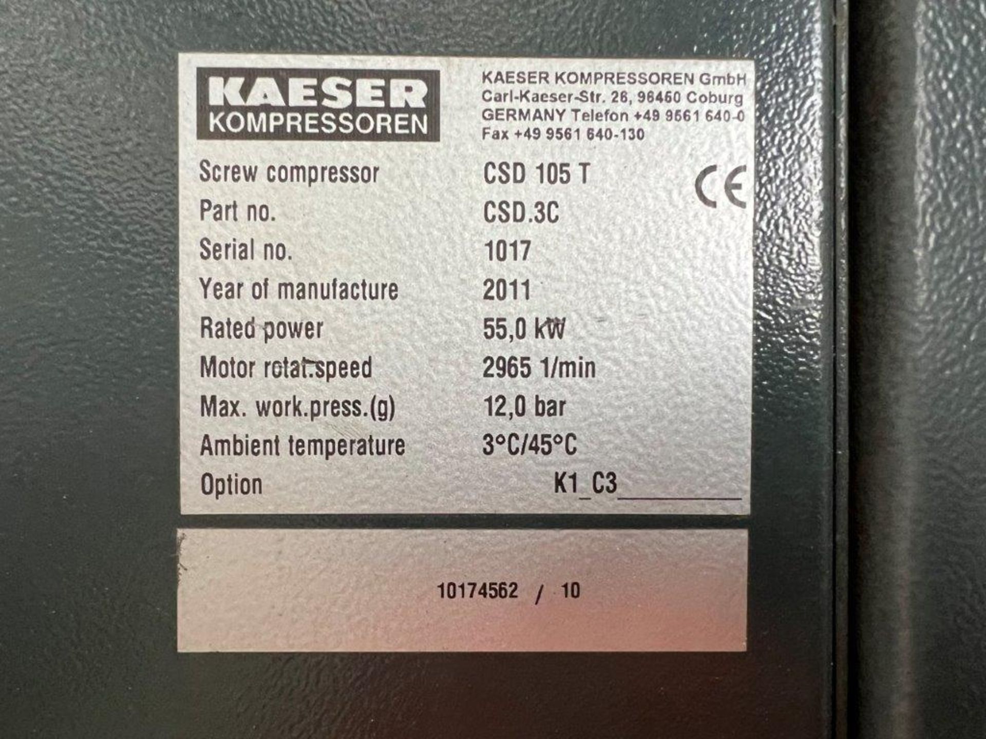 KAESER Screw Compressor / Refrigeration Dryer - Model CSD 105 T / ABT 105 - Image 10 of 10