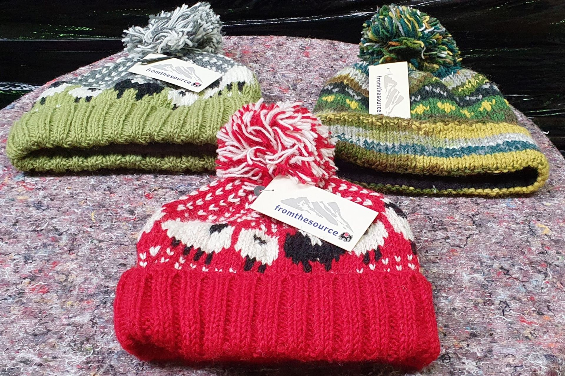 3 x Woolly Bobble Hats by From The Source - New Stock - RRP £49 - Ref: TCH237 - CL840 - Location: