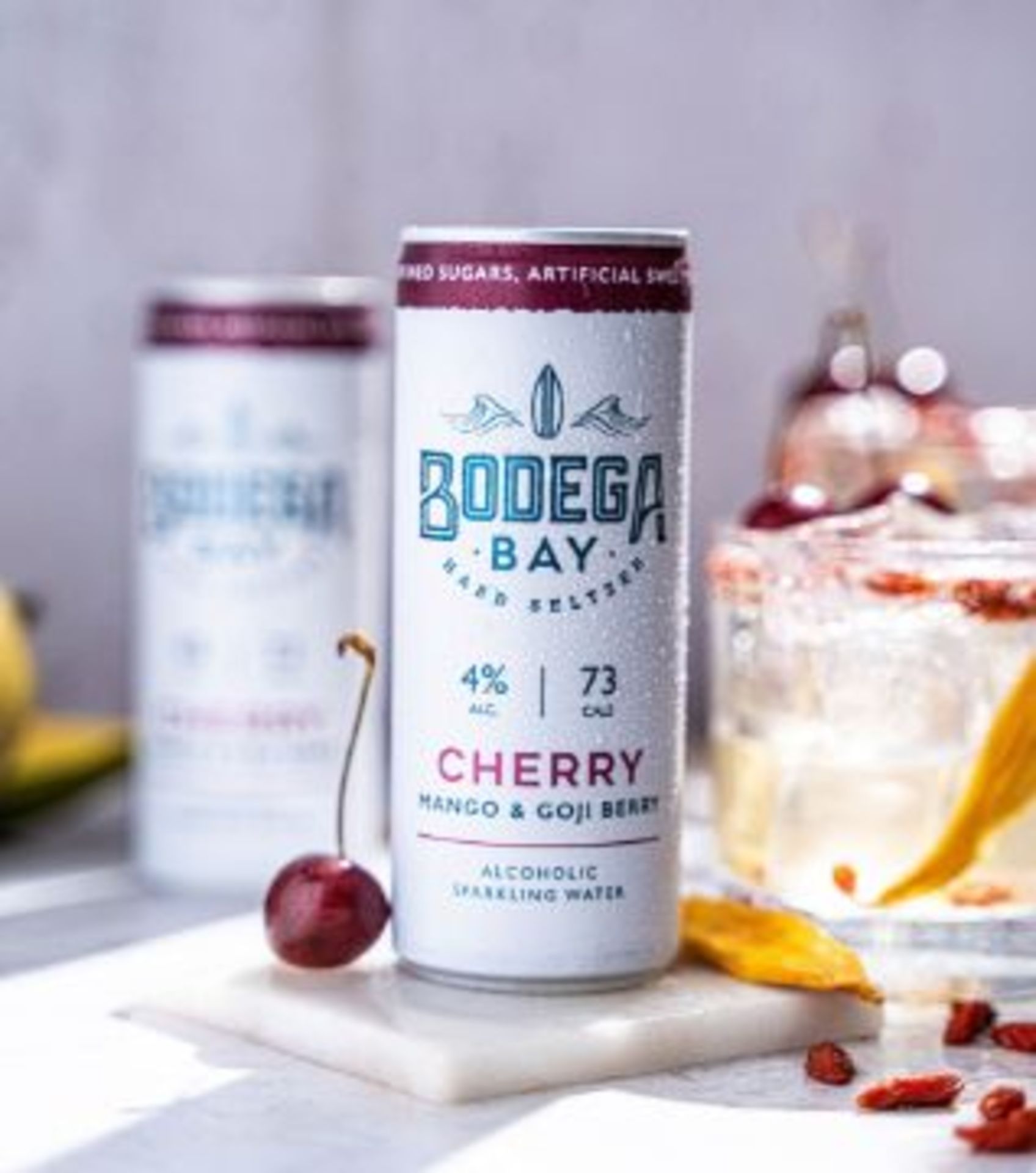 24 x Bodega Bay Hard Seltzer 250ml Alcoholic Sparkling Water Drinks - Cherry Mango & Goji Berry - 4% - Image 2 of 2
