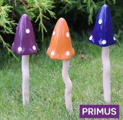 42 x Coloured Polka Dot Ceramic Tinkling Toadstools - Includes Various Colours in bOTH Small and