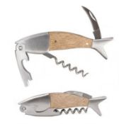 10 x Kikkerland Fish Corkscrews - Stainless Steel With Wooden Handle - New Stock - RRP £220 - Ref: