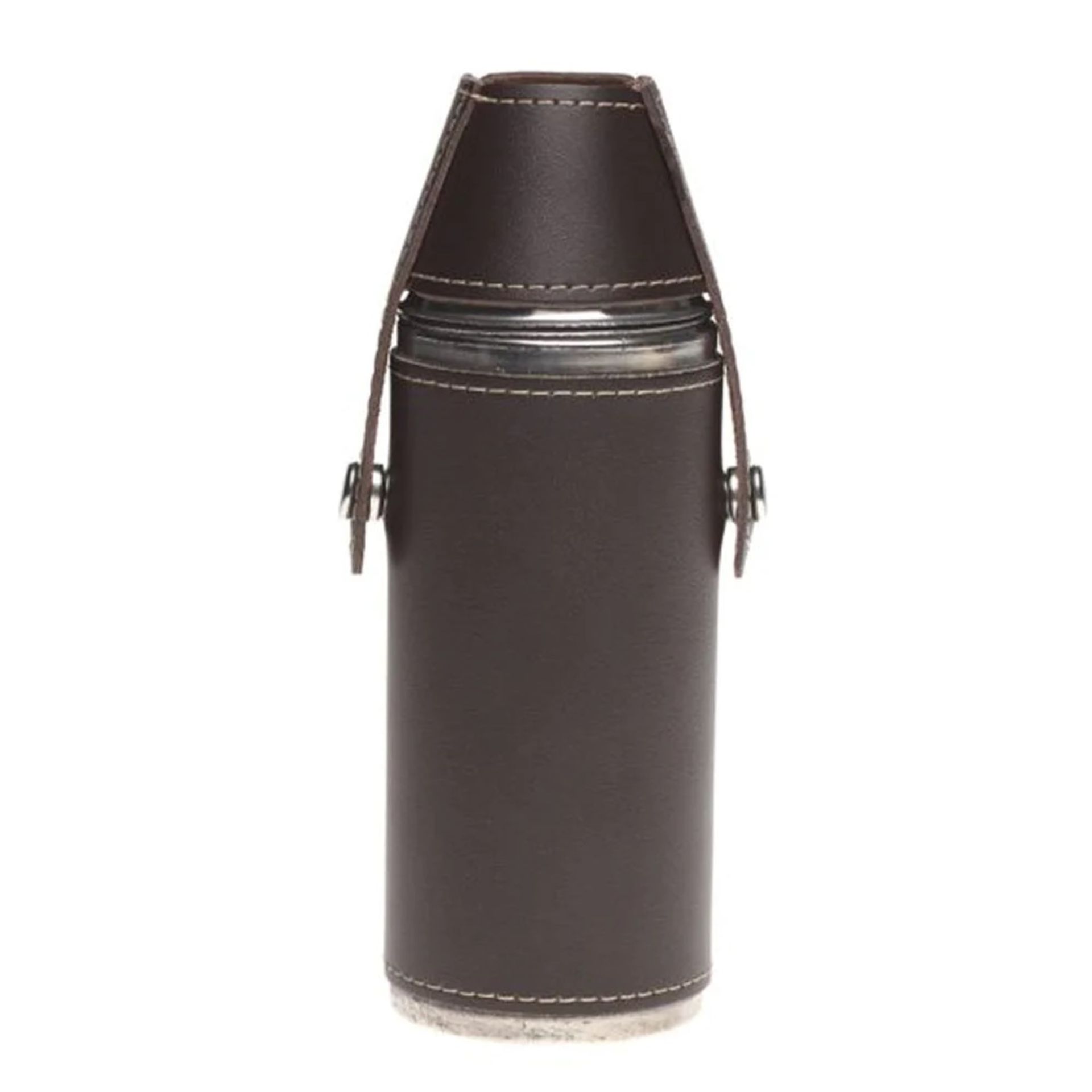 2 x Kikkerland 8oz Leather Clad Camping Flask Sets With Drinking Shot Cups - New Stock - RRP £60 - Image 4 of 5
