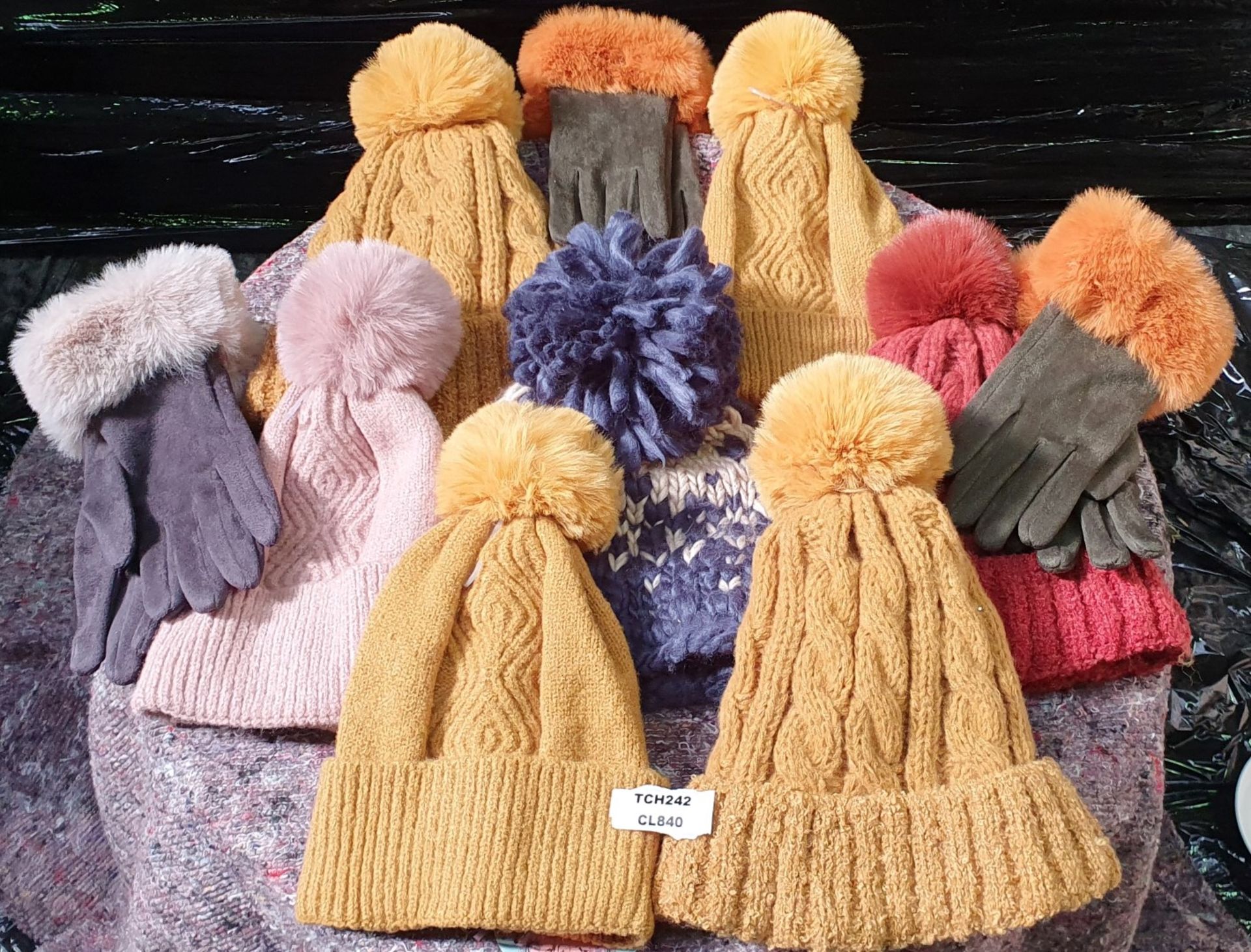 10 x Powder Woolly Bobble Hats and Velvet Gloves With Woolly Cuffs - New Stock - Ref: TCH242 - CL840 - Image 2 of 17