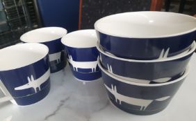 6 x Mr Fox Neutral & Indigo Blue Contemporary Dinnerware Items by Scion Living - Includes 3 x Mugs