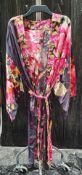 6 x Powder Kimono Style Gowns and 1 x Scarf - Folk Art Petal Finish 100% Viscose Fabric - Adult