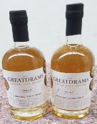 2 x Bottles of GreatDrams Single Cask Series Inchgower 8 Year Old Single Cask Single Malt Whisky