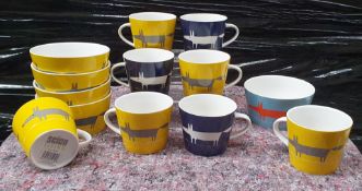 8 x Scion Living Mr Fox Drinking Mugs and 5 x Breakfast Bowls - Finished in a Contemporary Yellow