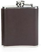 3 x Kikkerland 7oz Leather Clad Stainless Steel Hip Flasks - New Boxed Stock - RRP £78