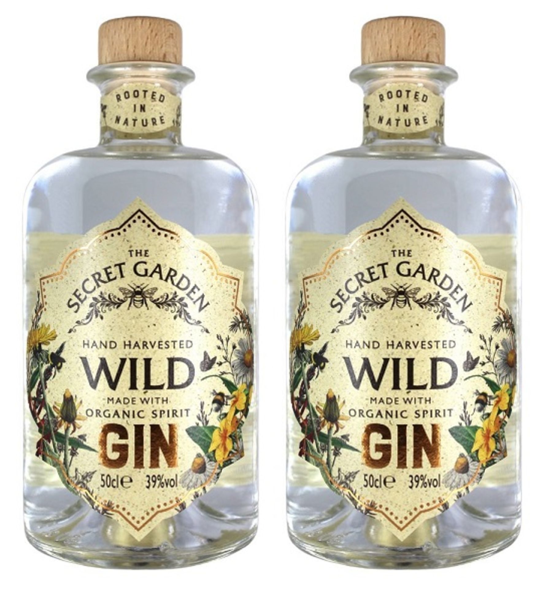 2 x Bottles of The Secret Garden Hand Harvested Wild Gin - 50cl 39% - New and Sealed - RRP £72 -