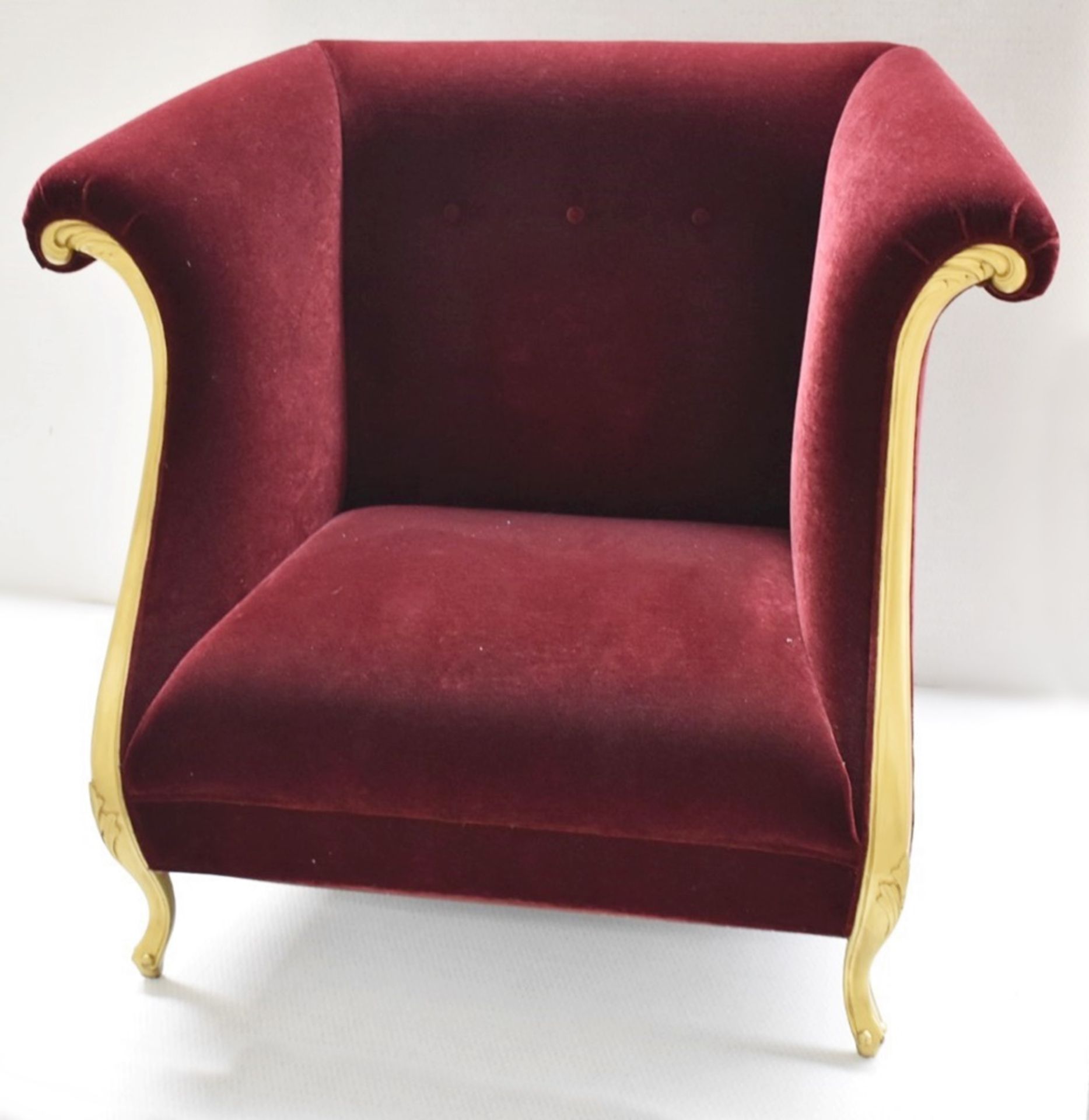 1 x CHRISTOPHER GUY Bespoke Opulent Velvet Upholstered Armchair - Taken From An Iconic Restaurant