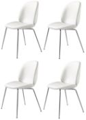 Set Of 4 x GUBI Beetle Fully Velvet Upholstered Dining Chairs, in Ivory & Black - RRP £3,596