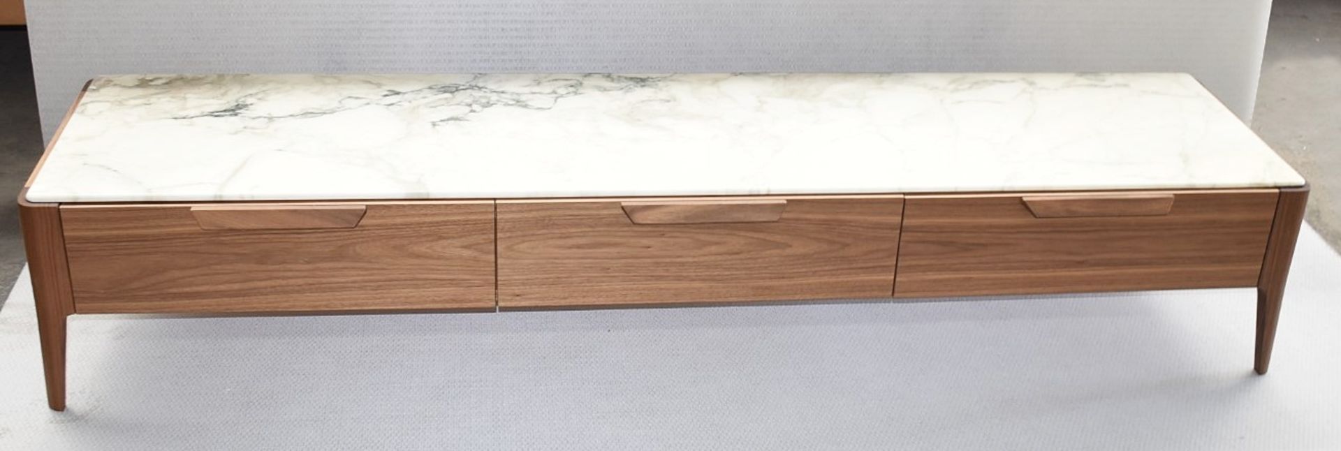 1 x PORADA Atlante White Marble Topped 3-Door Walnut TV Unit - RRP £5,780 - Image 2 of 12