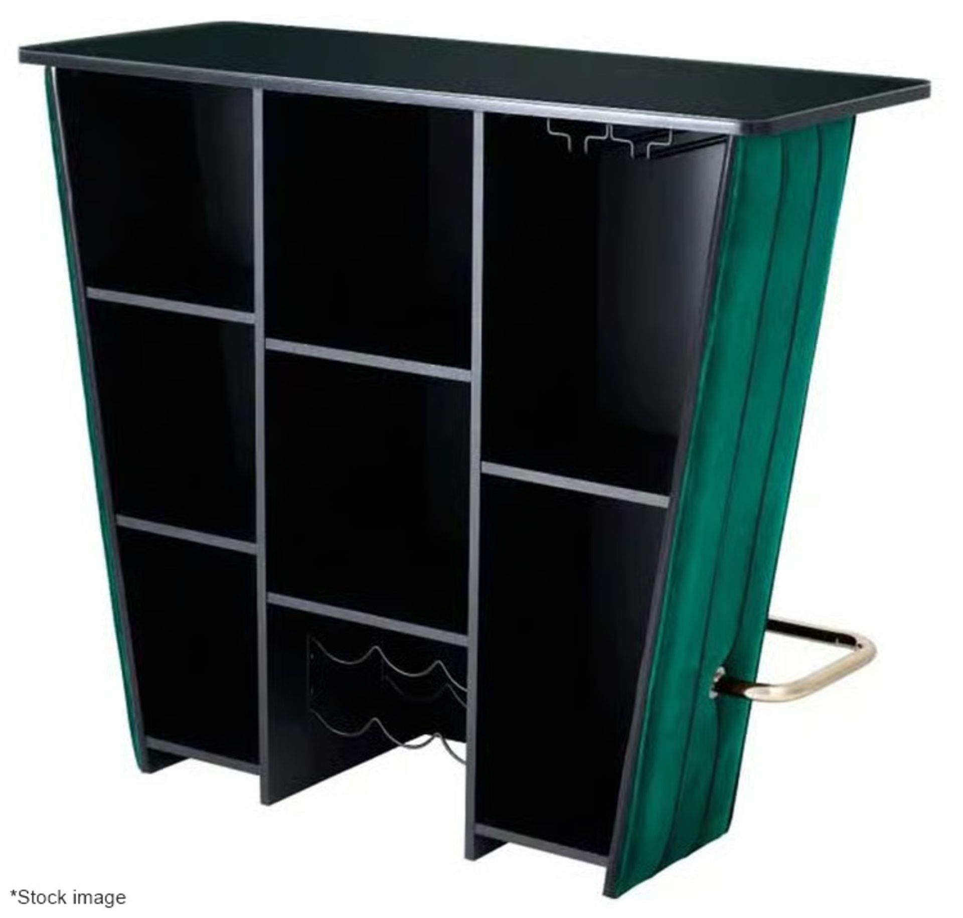 1 x EICHHOLTZ Bolton Bar Counter With A Green Velvet Frontage And Brass Foot Rail - RRP £1,980 - Image 9 of 11